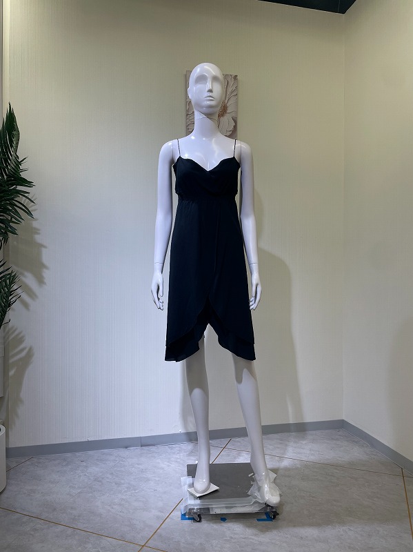 【レンタルドレス 4618】ラウンドカシュクールフロントスリットキャミミニドレス ブラック【FENDI】